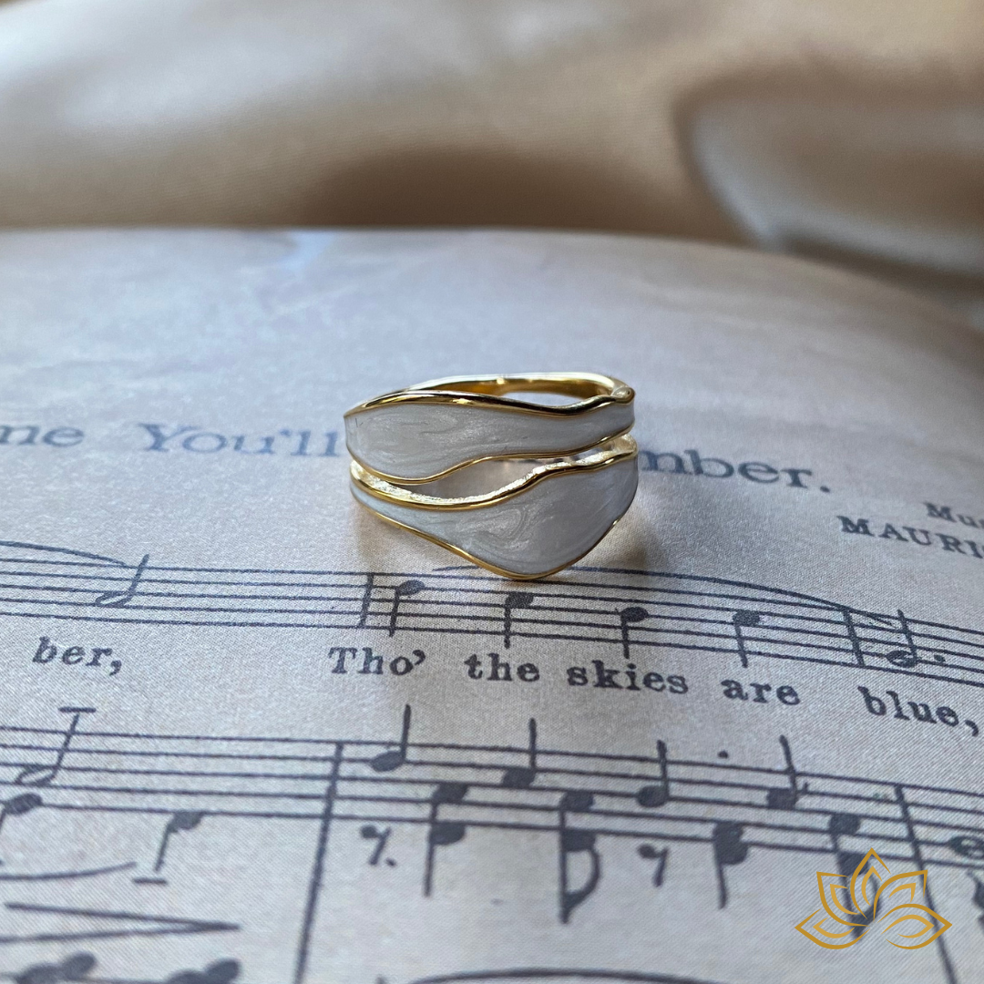 Anillo Doble Blanco Mármol